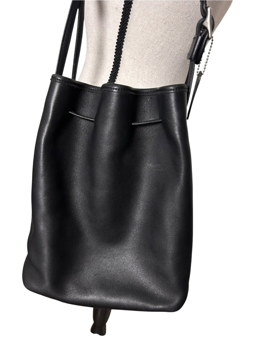 Vintage Coach 9085 Black Glove-Tanned Leather Duffle Sac Bucket Bag Costa Rica - Picture 4 of 14
